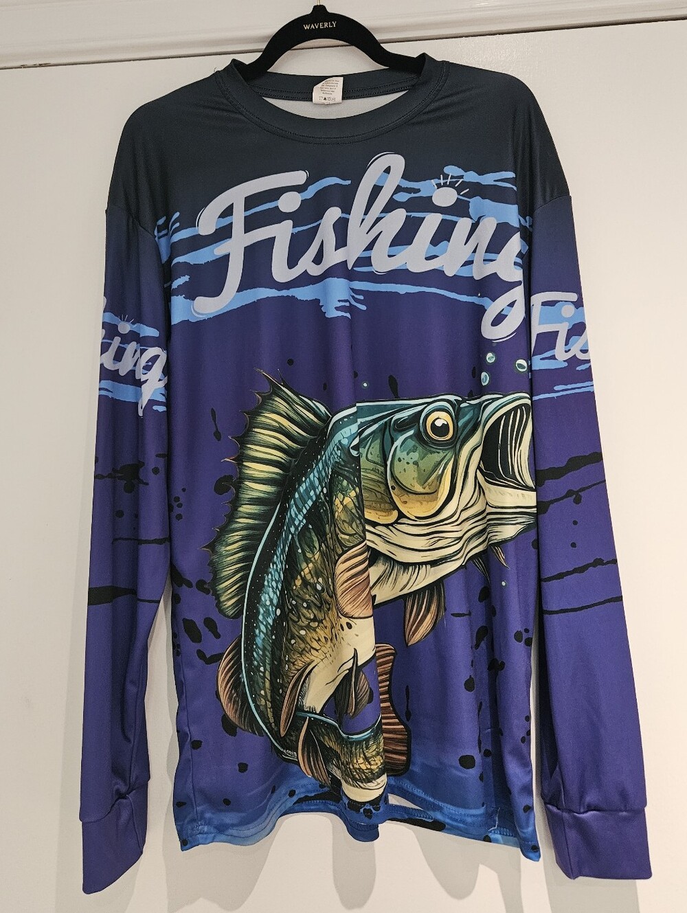NWOT Men's L Bass Fishing Performance Shirt Long Sleeve UPF Sun Protection